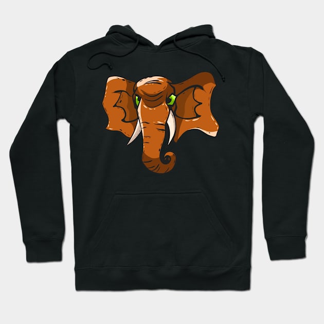 Elephant Head Illustration Trunk Animal Elephant Hoodie by Foxxy Merch